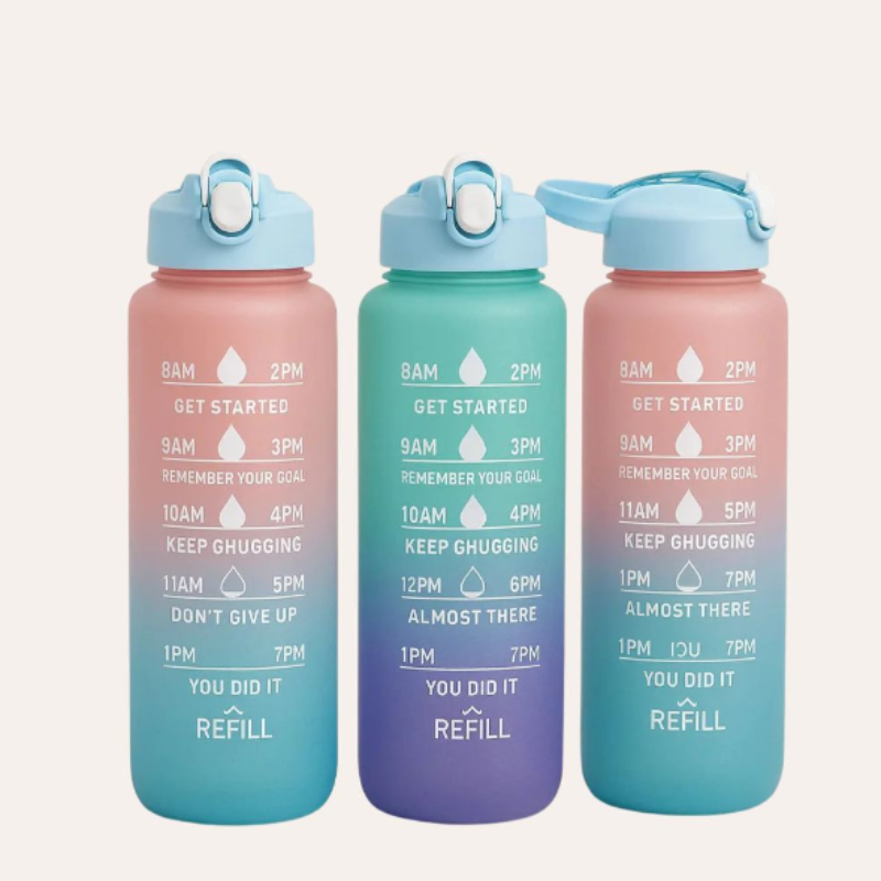 1000ml Motivational Water Bottle with Straw & Time Marker – Leak-Proof BPA-Free Tritan Bottle with 1-Click Open Lid for Gym, Sports, Office & Outdoor (Random Color – Pack of 1)