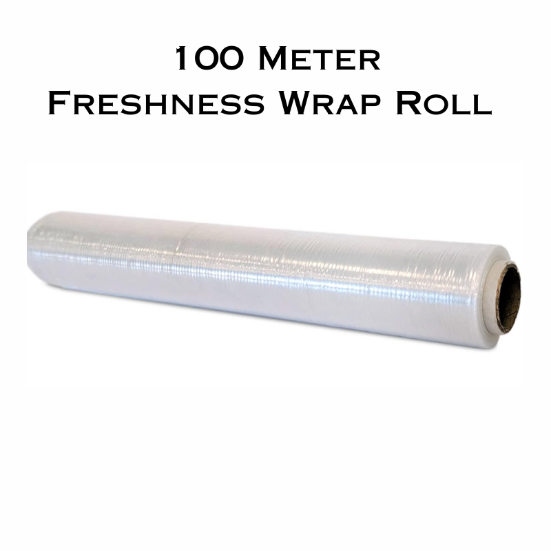 Food Cling Film – 100 Meter Freshness Wrap Roll for Kitchen, Food Storage, Packing & Baking | Safe, Hygienic & Easy-Cut Dispenser