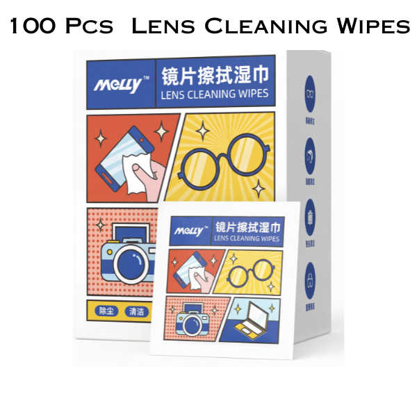 100 Pcs Multipurpose Lens Cleaning Wipes – Anti-Static, Streak-Free Paper Wipes for Glasses, Mobiles, Cameras & Screens (1 Box)