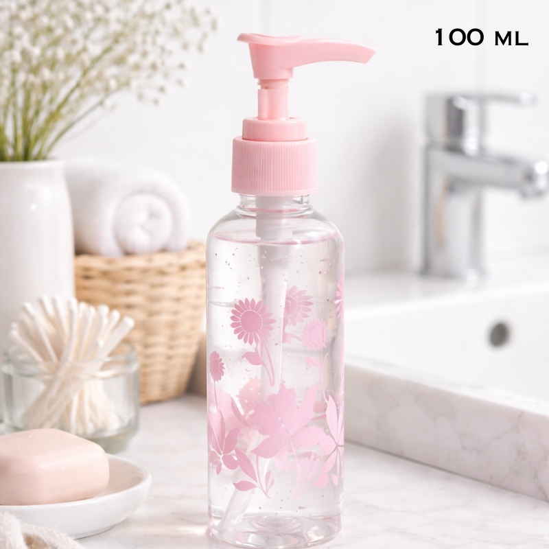 Clear Plastic Pump Bottle Dispenser – 100ml Refillable Liquid Container (Random Color- Pack of 1)