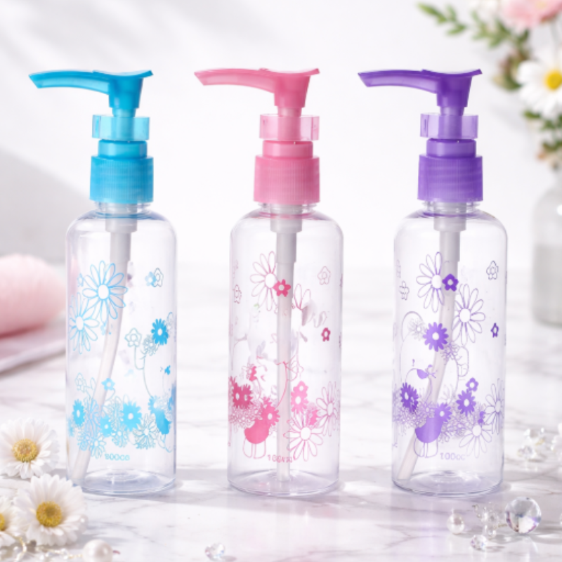 Clear Plastic Pump Bottle Dispenser – 100ml Refillable Liquid Container (Random Color- Pack of 1)