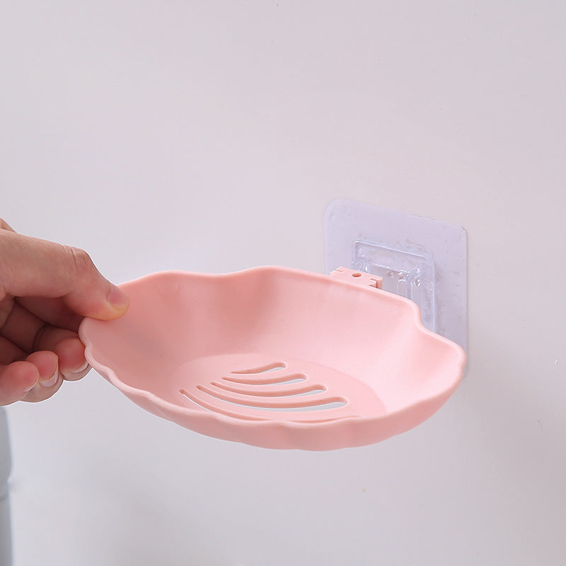 Sea Shell Wall Mounted Soap Rack – Self-Draining Bathroom Soap Holder with Strong Adhesive (Random Color-Pack of 1)