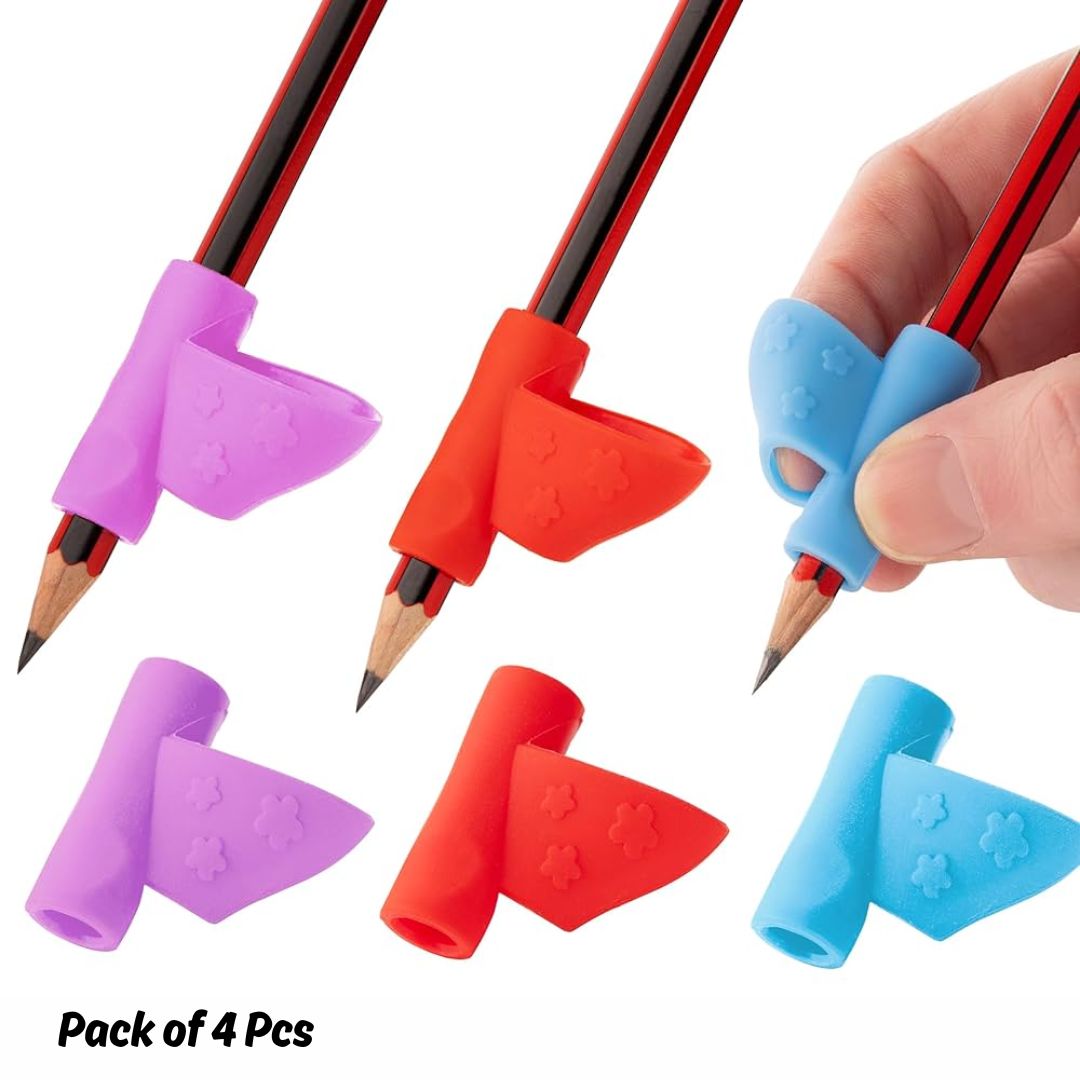 Silicone Pencil Grip Set – Ergonomic Writing Holder for Kids & Adults (Pack of 4 Pcs)