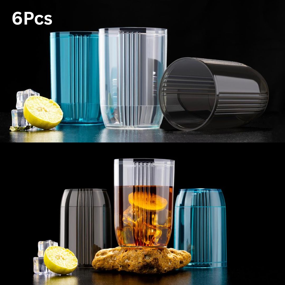 6Pcs Creative Plastic Glass Set – Stylish Highball Crystal-Look Glasses for Water, Juice & Cocktails (Set of 1)