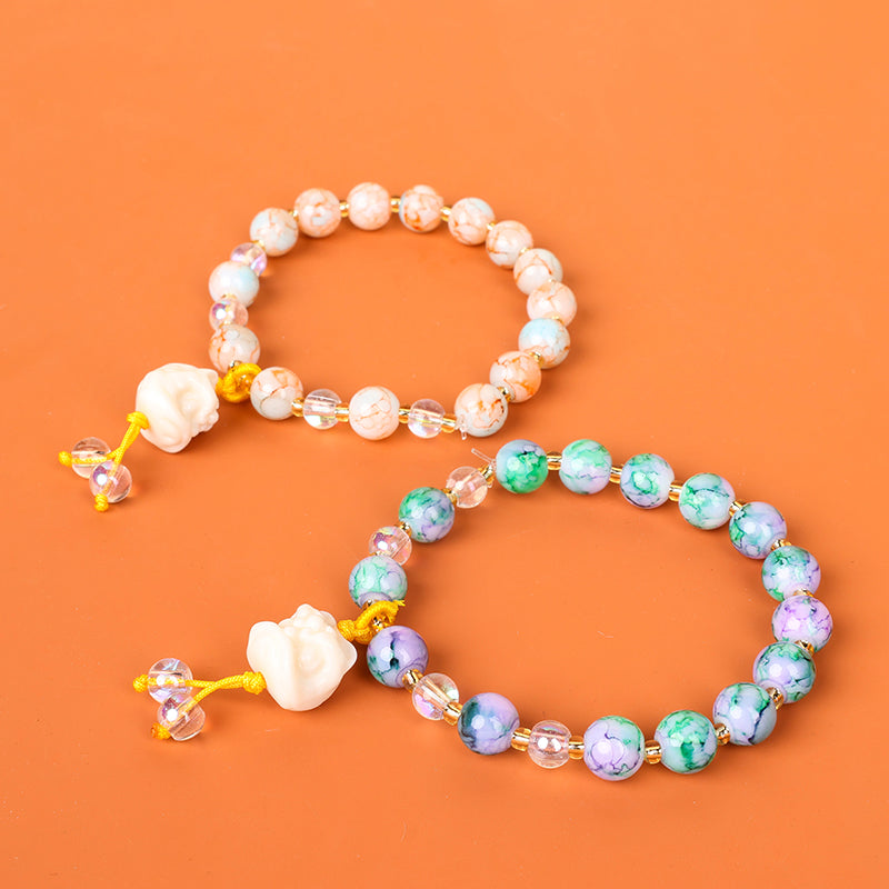 Viral Beaded Lion Charm Bracelet – Stylish Bead Bracelet for Men & Women (Random Color-1 Pc)