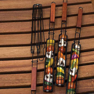 Portable Nonstick BBQ Grilling Basket, Metal Charcoal Grill Outdoors Grill Tools, Black