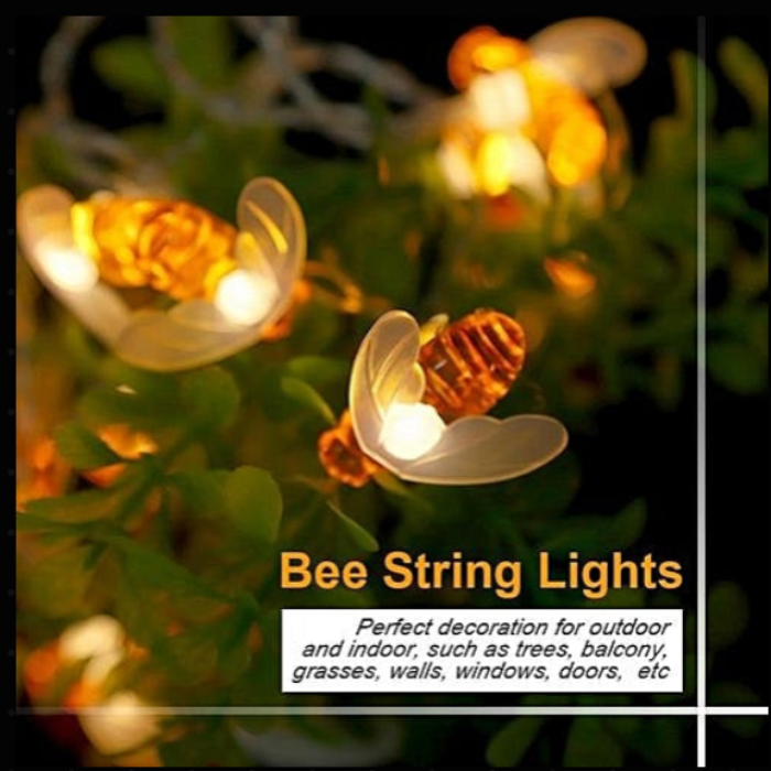 Bee LED String Light – 16 Decorative Lamps for Garden, Bedroom & Festive Decoration