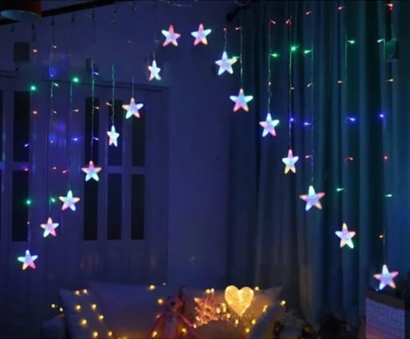 16-Star Multicolor Curtain Lights – Fun Room Decor for Kids or Celebrations
