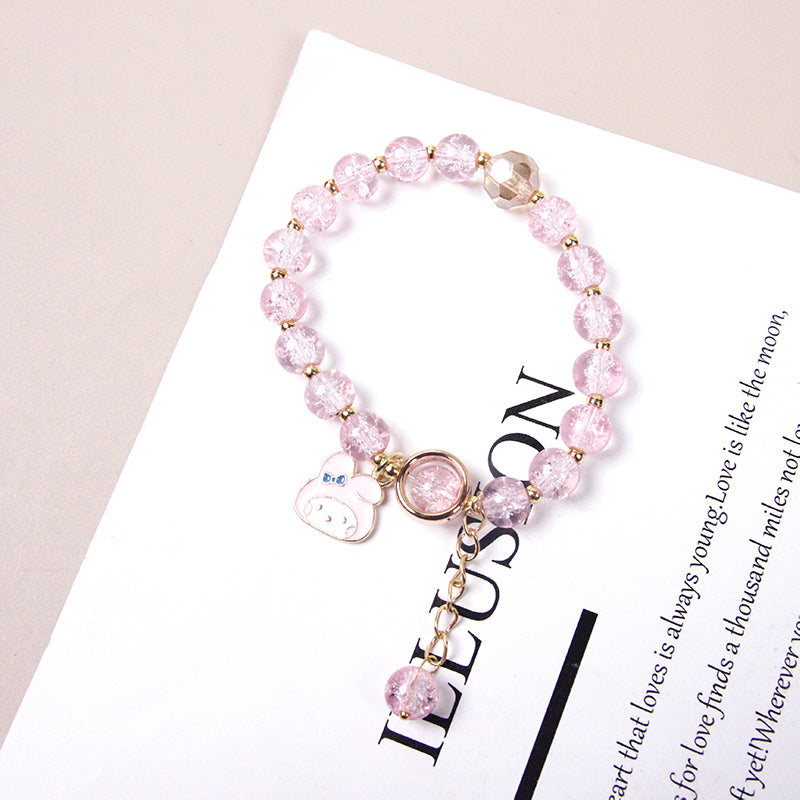 Glass Bead Charm Bracelet – Elegant Fashion Bracelet for Women & Girls (Random Color-Pack of 1)