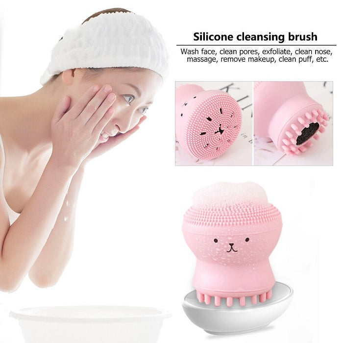 Octopus Face Wash Silicone Brush Scrubber - Random Colour Facial Cleansing Tool - Pack of 1
