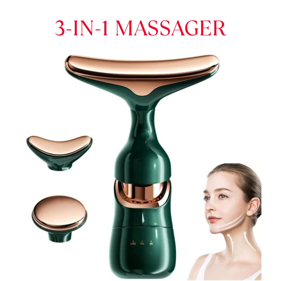 3-in-1 Battery Operated Face & Neck Massager | Facial Lifting & Skin Tightening Beauty Device (Random Color)