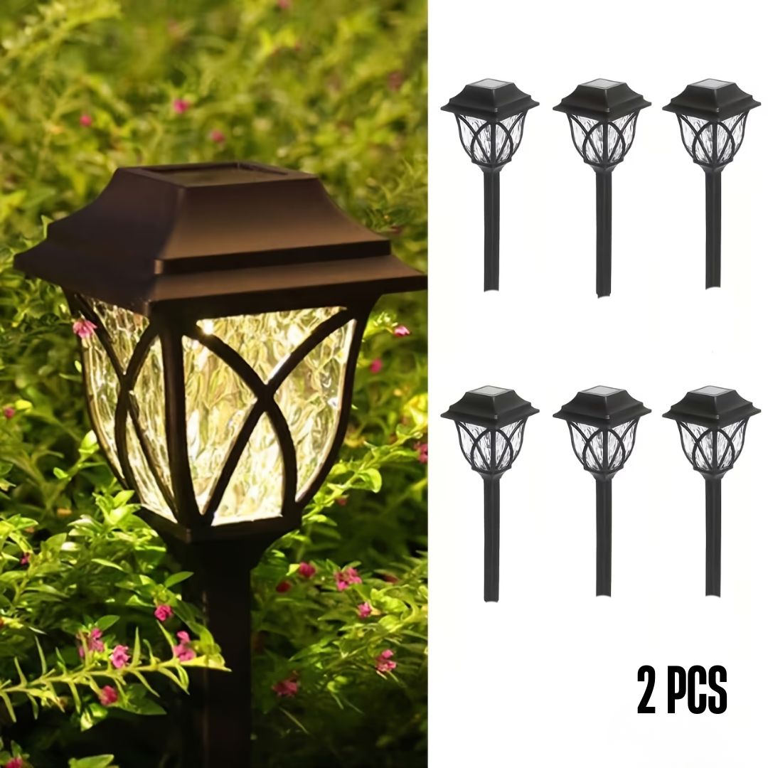 2 Pcs Solar Pathway Warm White Lights – Waterproof LED Garden Lights for Outdoor Lawn, Path, Driveway & Landscape Decoration