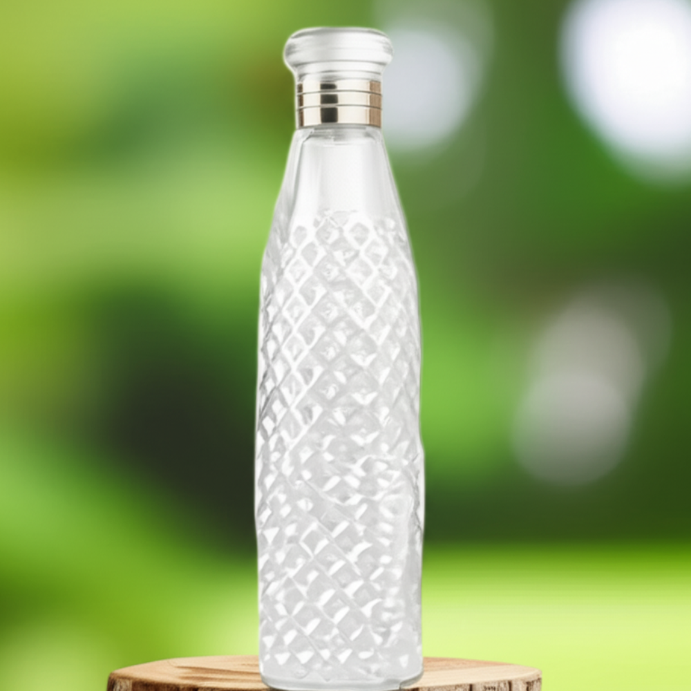 Transparent Premium Plastic Diamond Grip Water Bottle - 1 Ltr (Pack of 1)