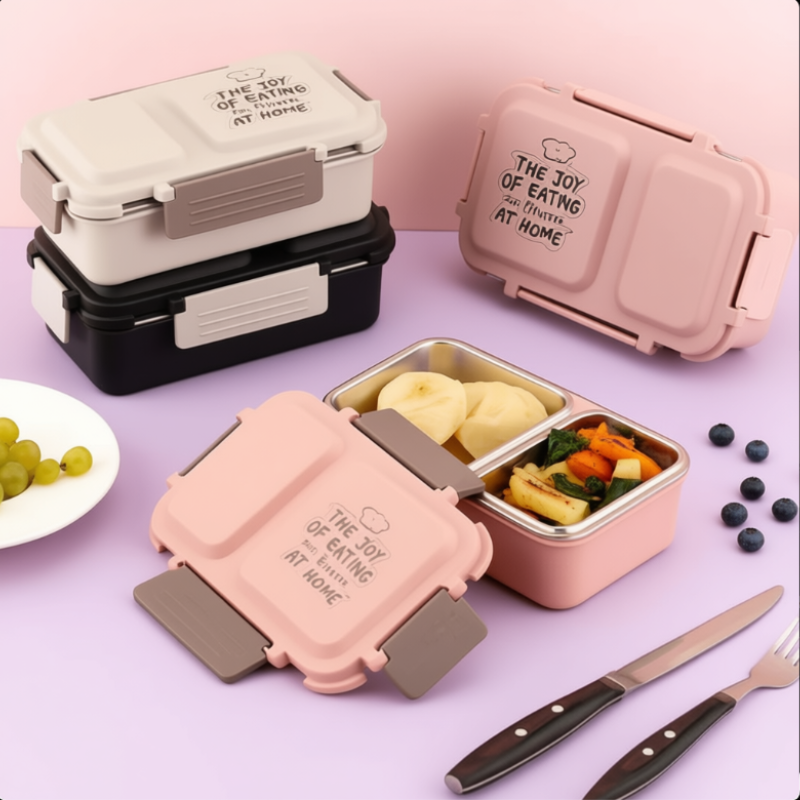 Snack Pack 2-Compartment Lunch Box – Portable Food Container for Snacks & Meals (Pack of 1)