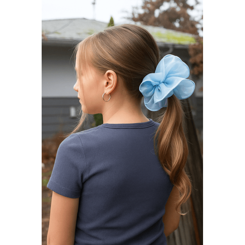 Double Ruffle Scrunchies – Stylish Hair Accessories for Women & Girls (Random color-Pack of 1)