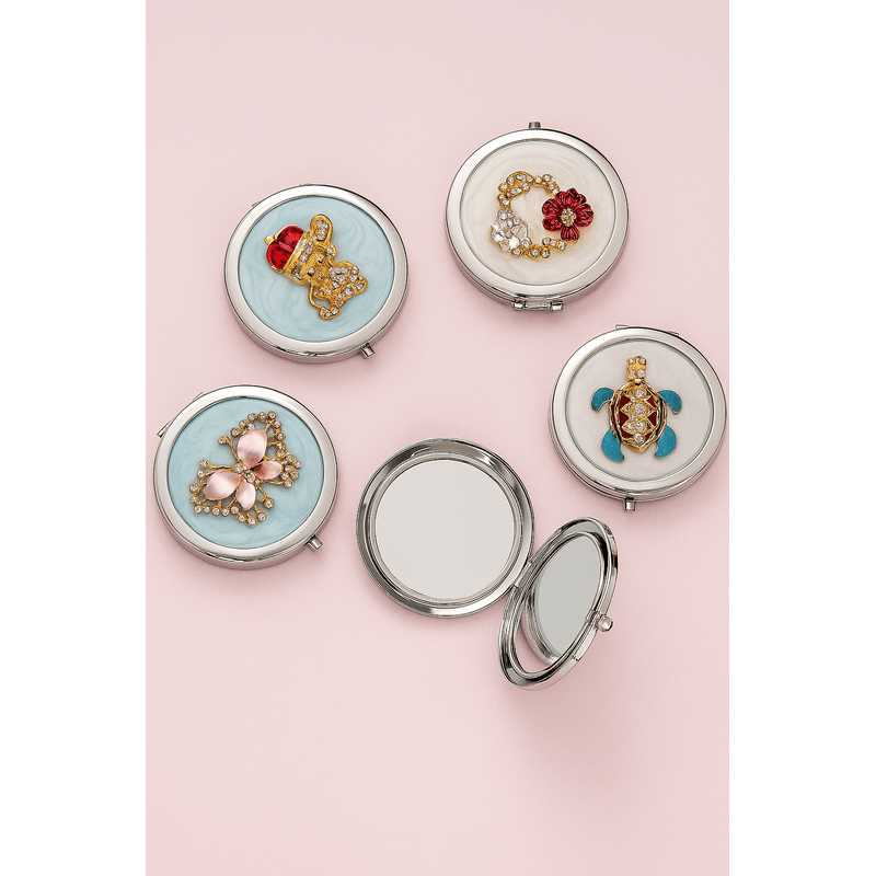 Portable Make-Up Folding Mirror – Compact & Travel-Friendly (Random Design-Pack of 1)