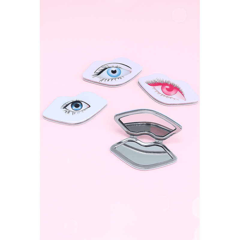 Lip Shaped Mirror with Eye Print – Unique & Portable Beauty Pocket Mirror ( Pack of 1 )