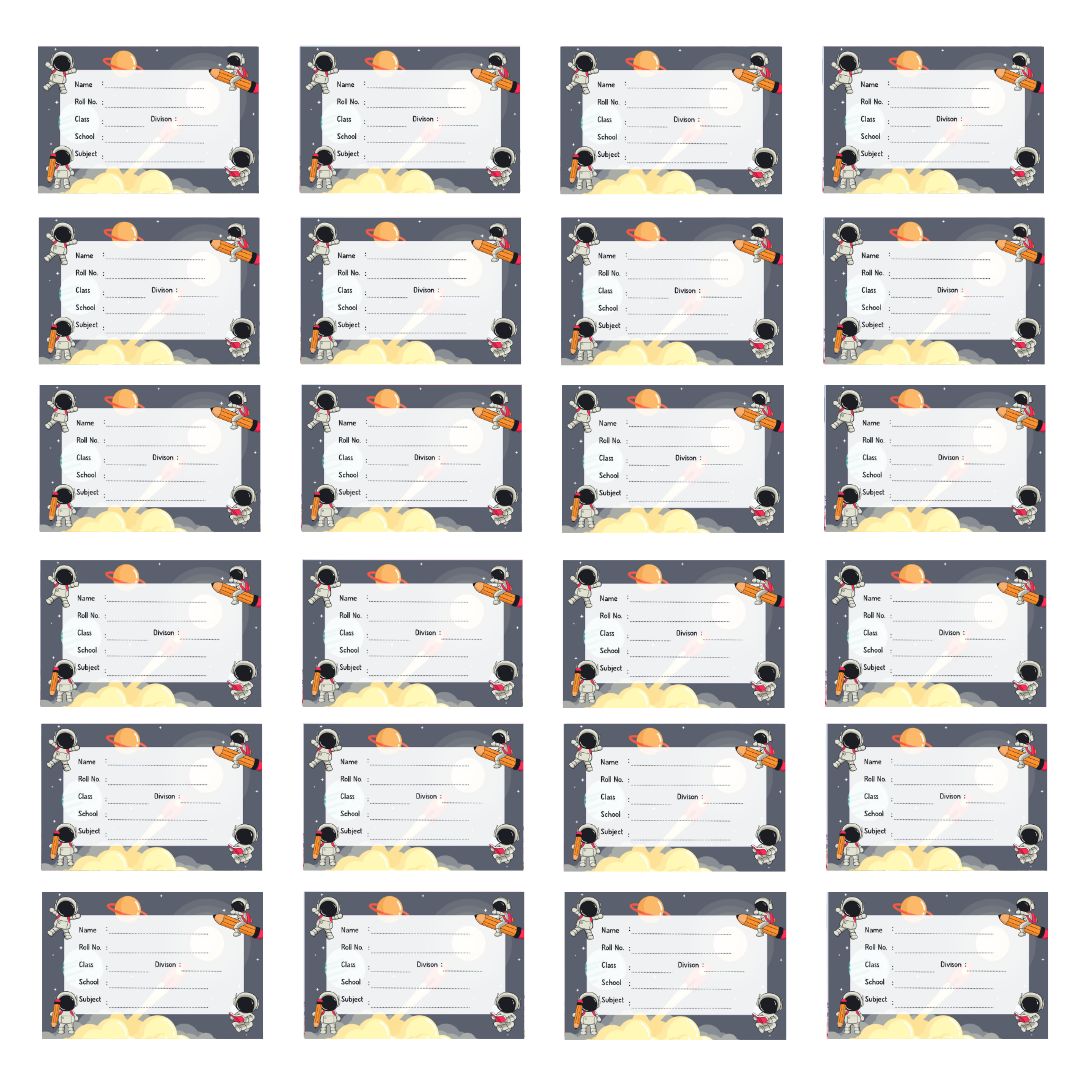 Customized Name Labels For Kids School Note Books, 24 Labels Pcs