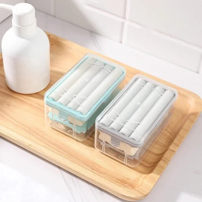 Roller Soap Holder, Easy Cloth Plastic Washing Soap Roller, Dispenser Case with Lid Having Roller Viral Soap Roller ( Pack of 1)