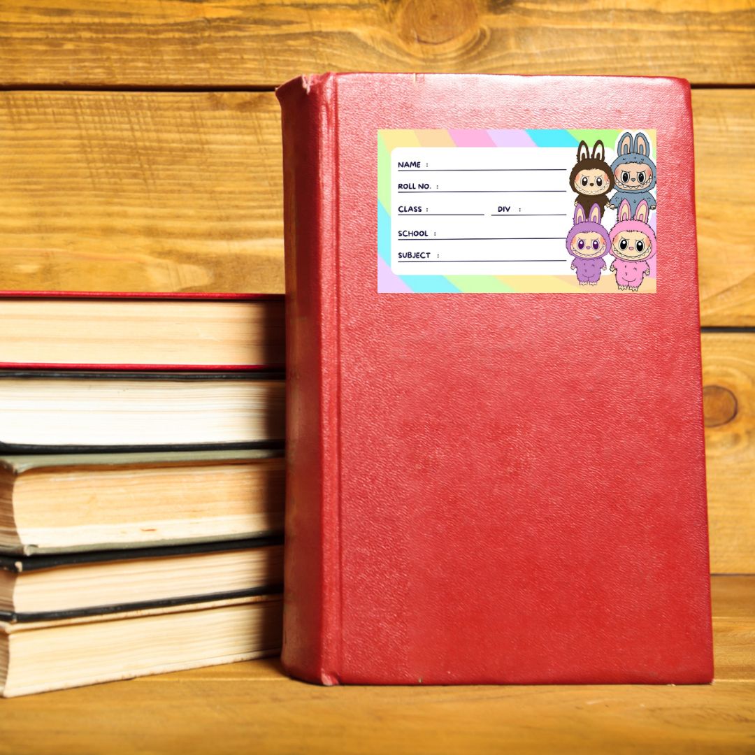 Labubu Themed Custom School Book Stickers - 24 Name Labels for Kids