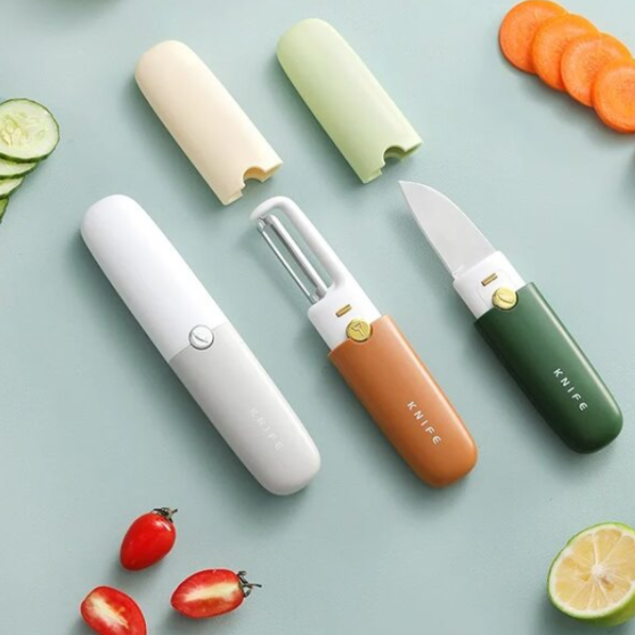2-in-1 Multifunctional Peeler & Knife – Stainless Steel Fruit & Vegetable Peeler, Dual-Use Portable Kitchen Tool for Home & Outdoor Use