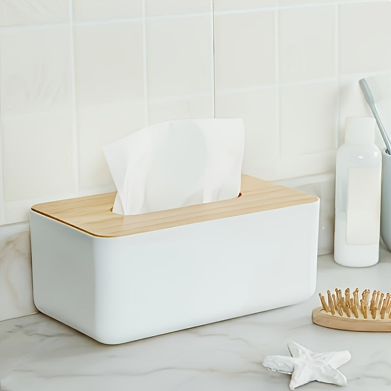 Elegant Plastic Tissue Box – Stylish Desktop Tissue Organizer with Lid