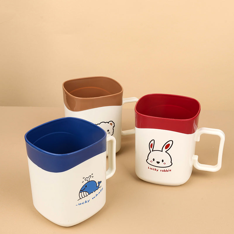 Cartoon 2-Colored Plastic Coffee Cup – Fun & Durable Mug for Kids and Adults (Random color-Pack of 1)