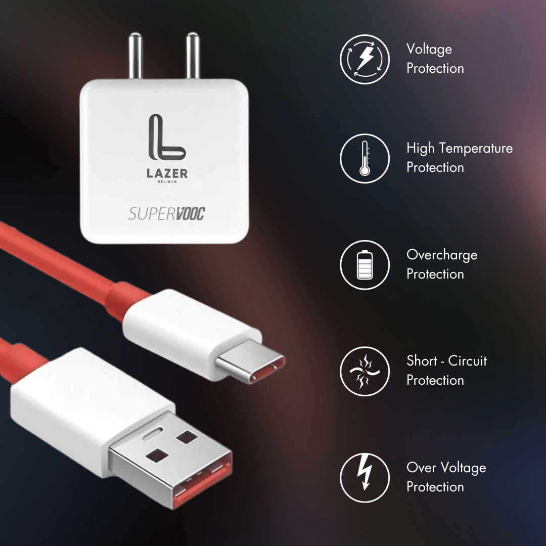 Lazer Type-C 15V Fast Charger with Cable – Quick Charge Adapter for Smartphones