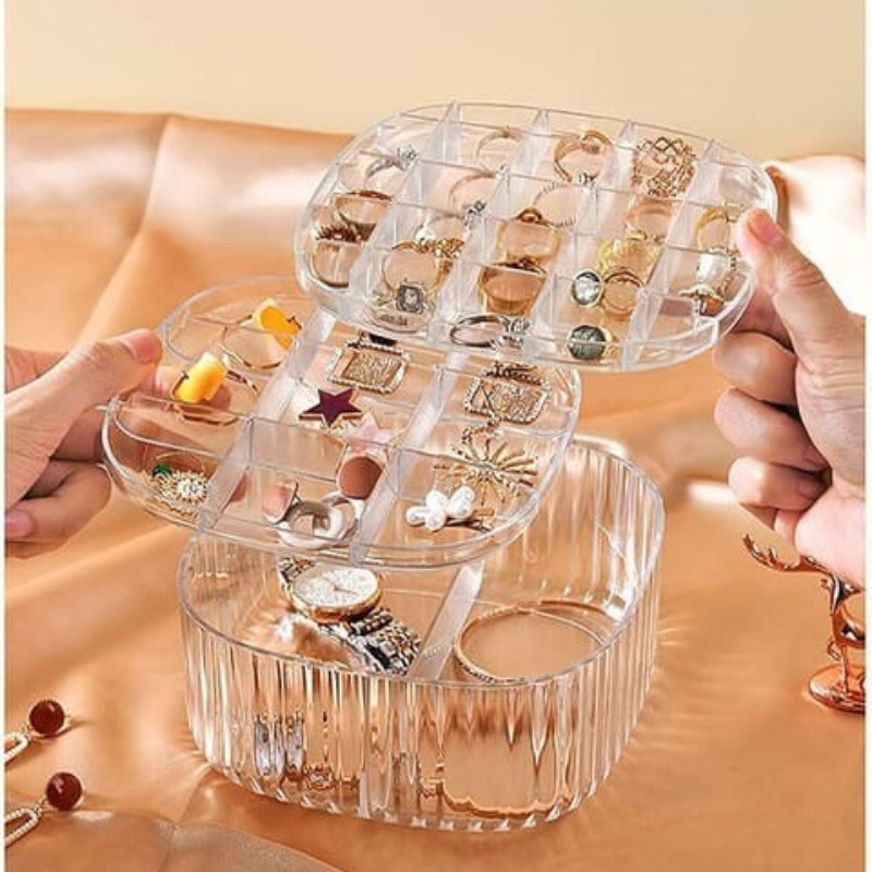 3-Layer Acrylic Jewelry Box | Crystal Clear Stackable Organizer for Rings, Earrings, Necklaces & Bracelets