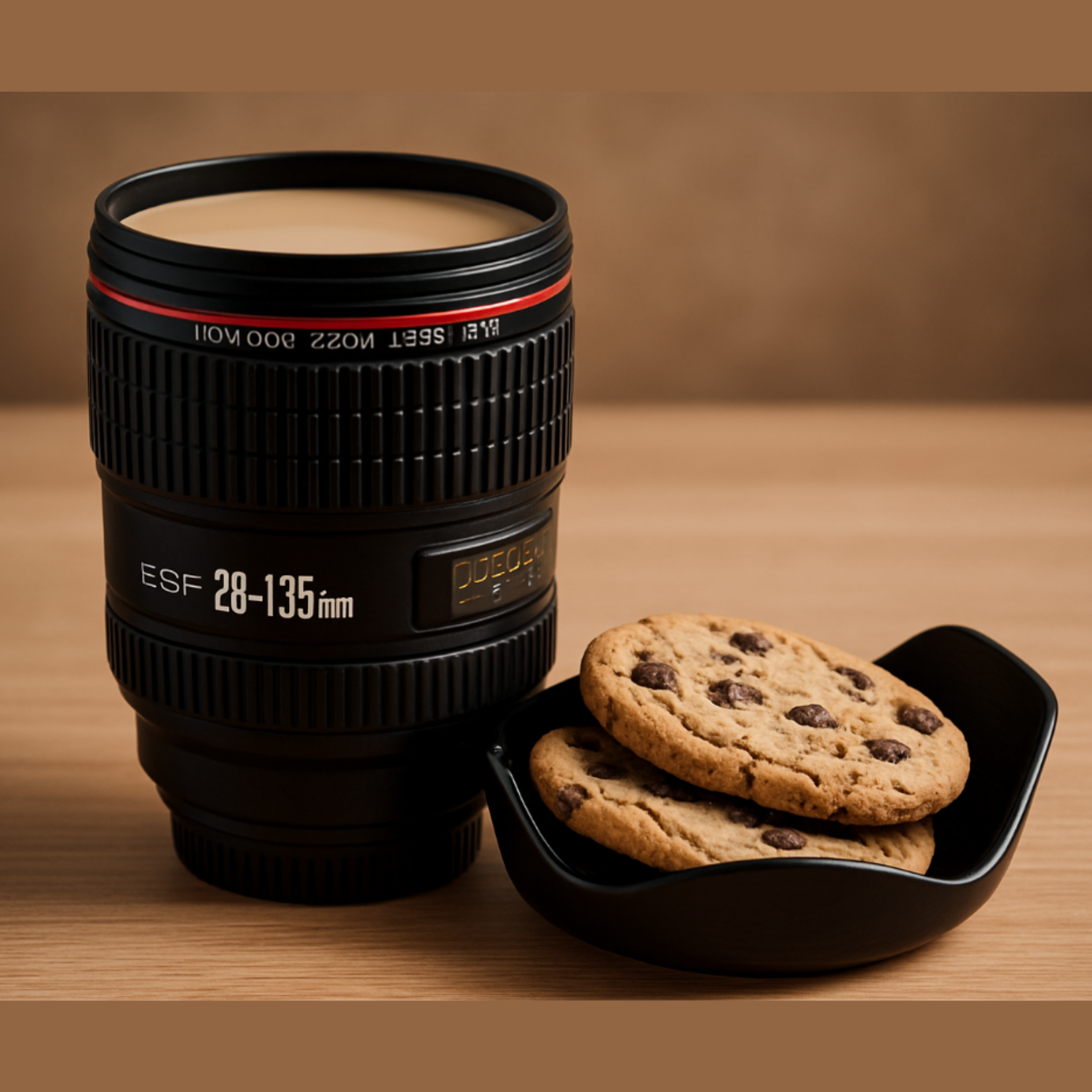 Camera Lens Mug – 350ml Stainless Steel Travel Coffee Mug with Lid, Creative DSLR Lens Design for Tea, Coffee & Gifting (1 Pc, Random Color)