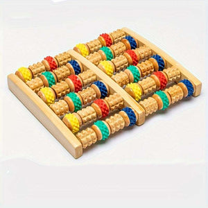 Wooden Six-row Large Roller Foot Point Massager, Hand Massage, Home Foot Massage Shelf