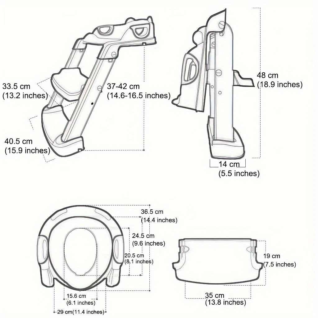 Adjustable Staircase Potty Chair for Boys and Girls, Collapsible Training Seat with Ladder, Comfortable PU Cushion