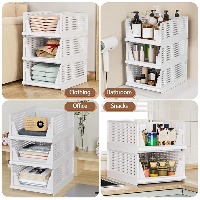3-Layer Stackable Plastic Storage Organizer – Multipurpose Foldable Rack for Clothes, Toys & More