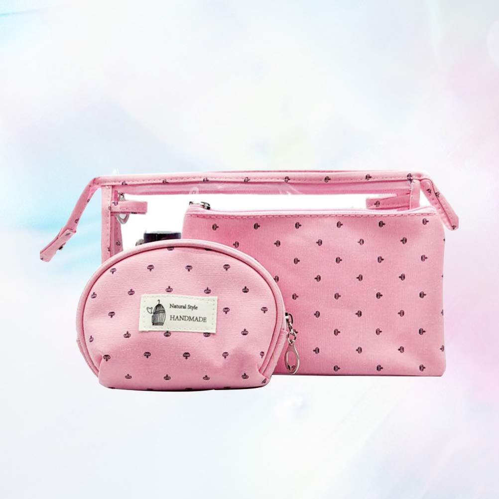 3pcs Women Cosmetic Cases Portable Makeup Storage Bag