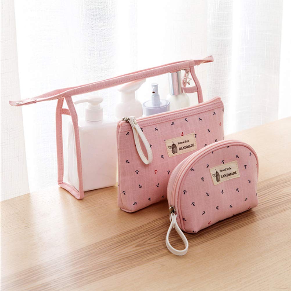3pcs Women Cosmetic Cases Portable Makeup Storage Bag