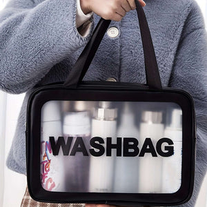 3PCs Set PVC Waterproof Toiletry Bag, Large Capacity Toiletry Bag, Portable Handheld Makeup Bag, Travel Storage Bag, Cosmetic/Toiletry Organizer, Student Dormitory Makeup Storage, Unisex Simple Makeup Bag, Pink/Black/White