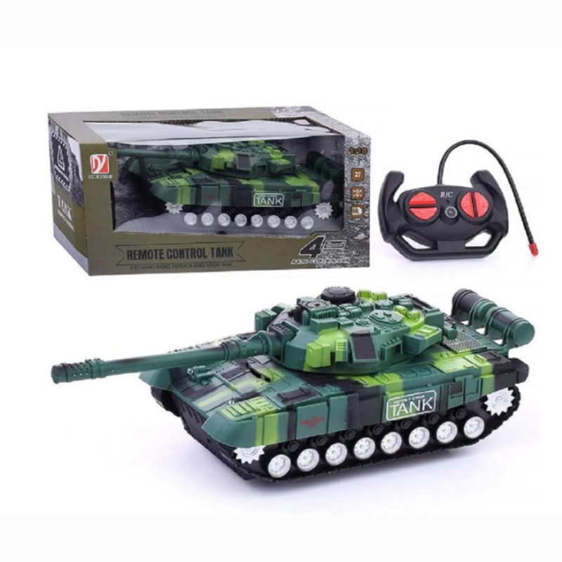 4-Channel Remote Control Tank Toy | Radio Control Simulation Military Tank | RC Army Vehicle for Kids (Random Color-Pack of 1)