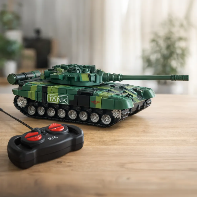 4-Channel Remote Control Tank Toy | Radio Control Simulation Military Tank | RC Army Vehicle for Kids (Random Color-Pack of 1)