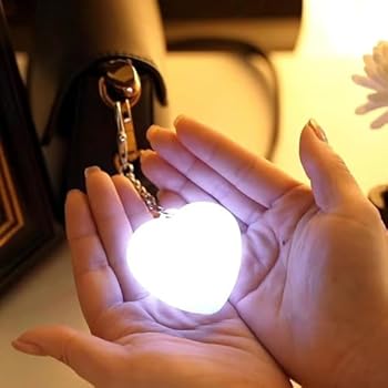 Heart Shaped Keychain Flashlight – USB Rechargeable Mini Safety Torch, Sensor Touch Night Light for Handbag & Purse (Pack of 1)