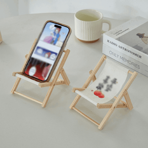 1 pc Cute Foldable Beach Chair Phone Stand, Mini Wooden Desktop Decoration and Photo Prop  (Random Color)