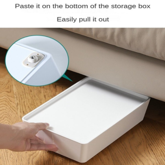 4 Pcs Universal Wheel Rack – 360° Rotating Adhesive Wheels for Easy Movement of Boxes & Storage Units