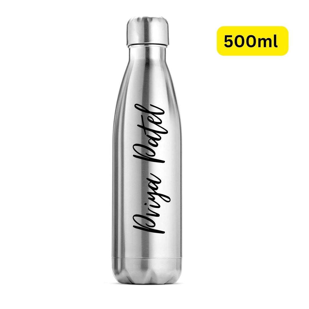 Customized 500ml Stainless Steel Insulated Bottle with Personalized Name – Hot & Cold Thermos Water Bottle for Office, Gym, School & Travel (Leak-Proof, Durable, Premium Finish)