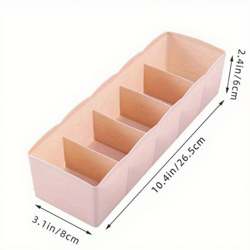5-Compartment Plastic Storage Box – Drawer Organizer for Underwear, Socks & Accessories (Pack of 1)