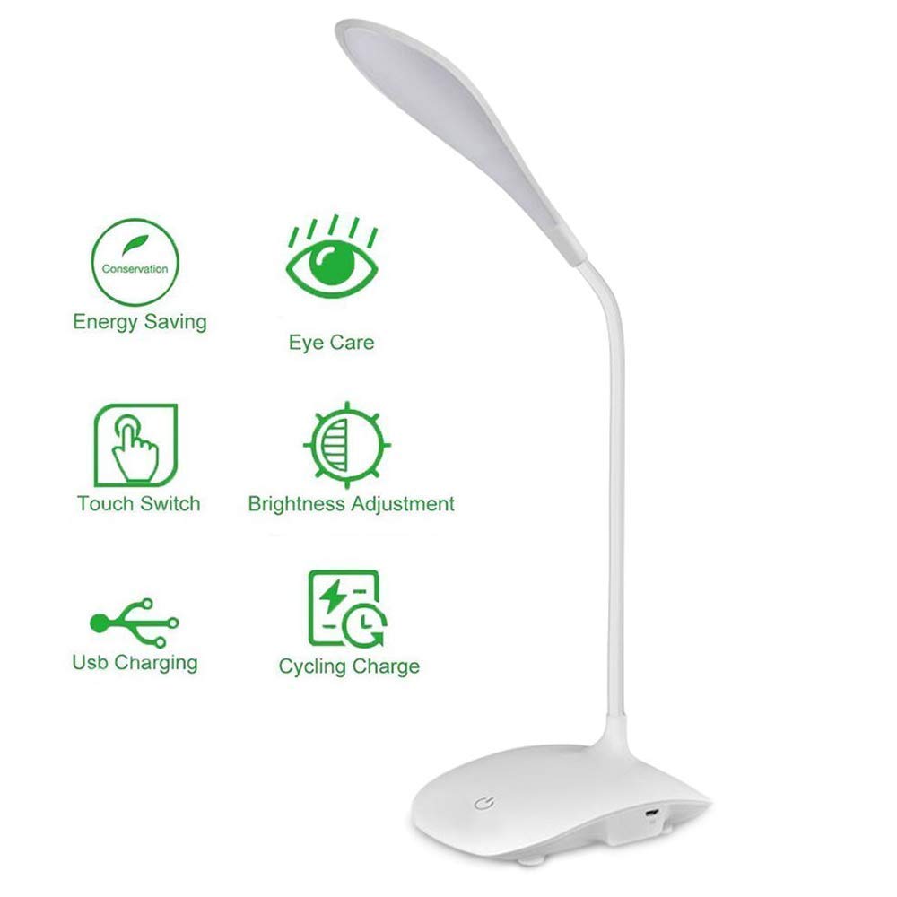 Touch LED Table Lamp – Adjustable Height Bedside Night Light with Polished Finish for Bedroom
