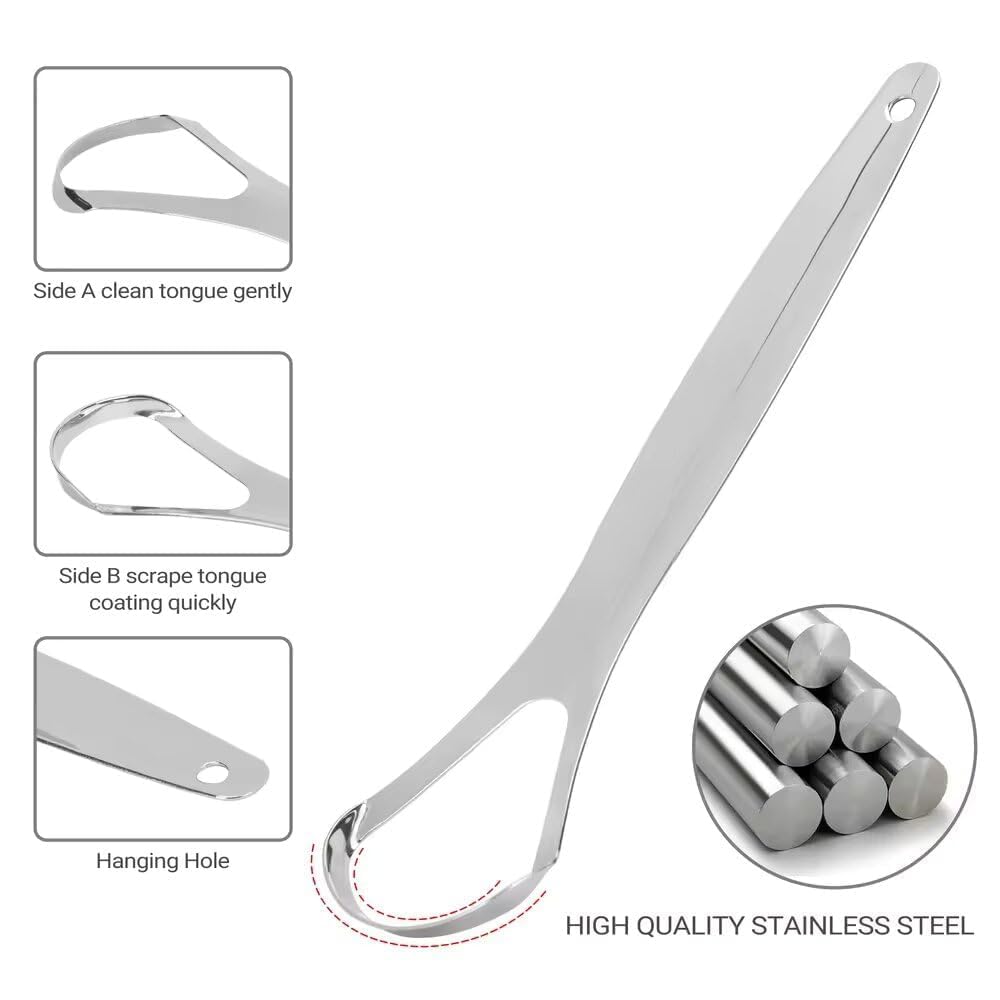 Premium Stainless Steel Tongue Cleaner - Professional Oral Scraper for Fresh Breath & Hygiene (Pack of 1)