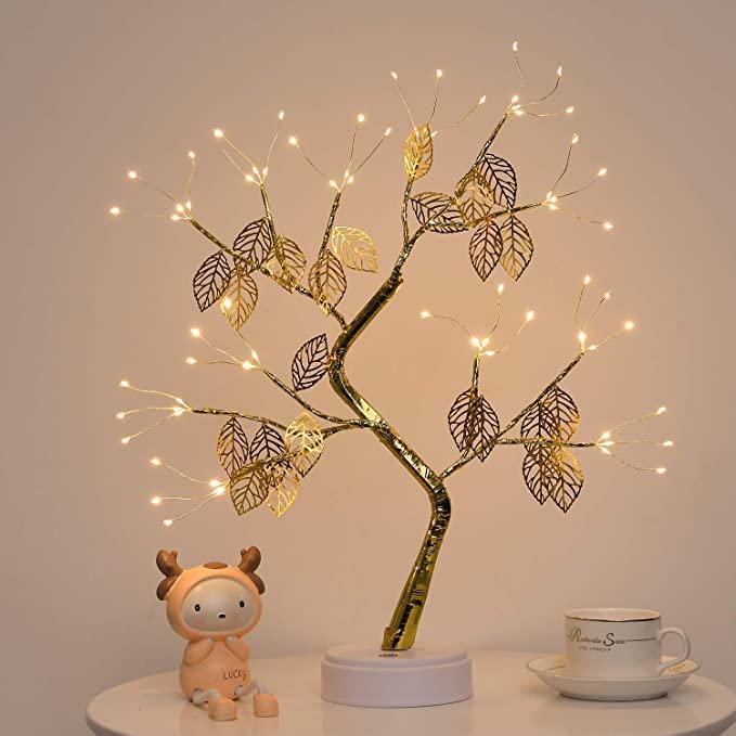 Leaf Tree Lamp with Touch Switch – USB & Battery Operated LED Bonsai Tree Light for Bedroom, Baby Room, and Home Decoration(Pack of 1)