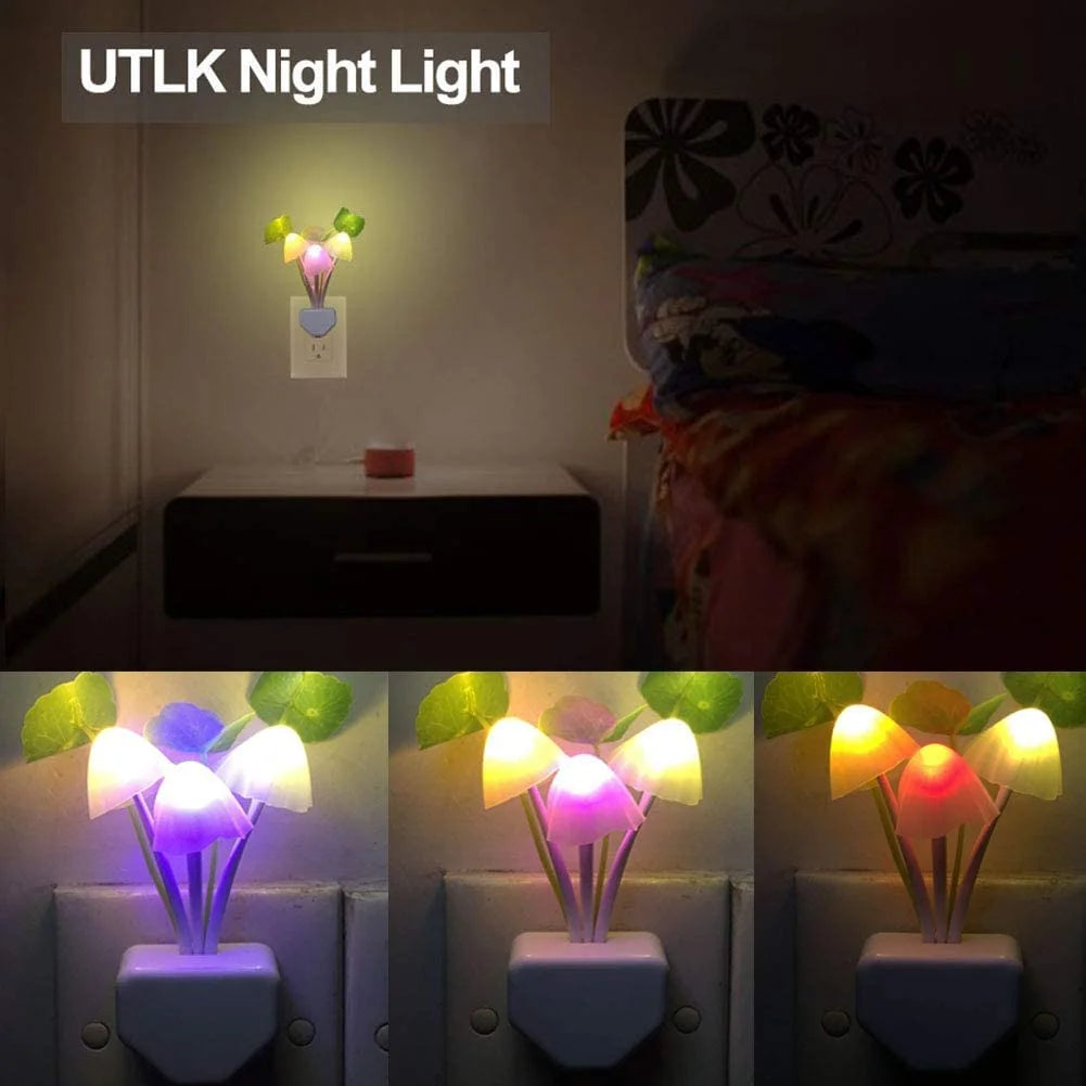 Mushroom Sensor LED Night Light – Auto On/Off Plug-in Lamp for Bedroom & Home Decor