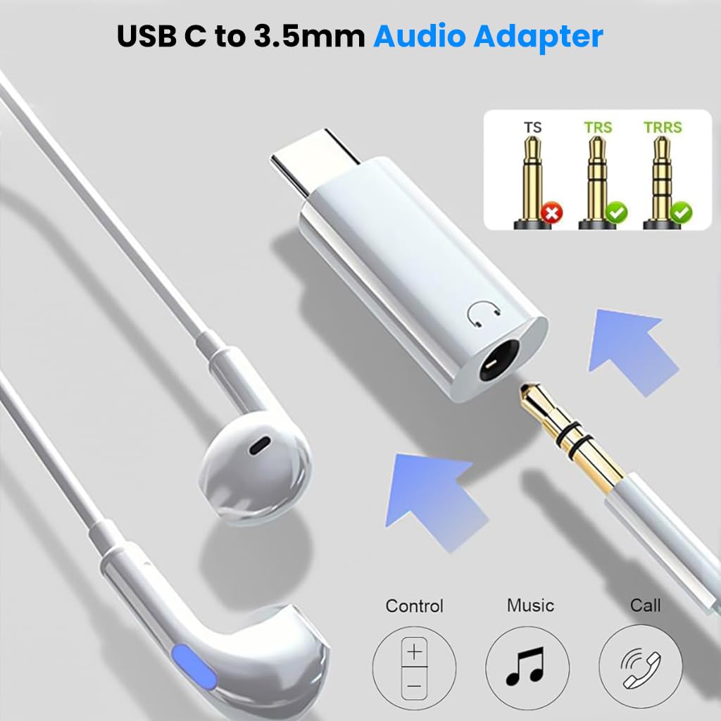 Type C to 3.5mm Headphone Jack Adapter – Hi-Fi DAC USB-C to Aux Audio Converter for All USB-C Devices(Pack of 1)