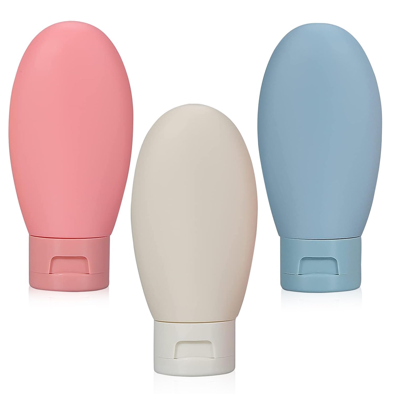 3Pcs 60ml Travel Bottles for Toiletries Refillable Plastic Travel Containers Dispenser with Lid Small Leak Proof Empty Squeeze Bottles Kit for Toiletries, Cream, Shampoo, Lotion