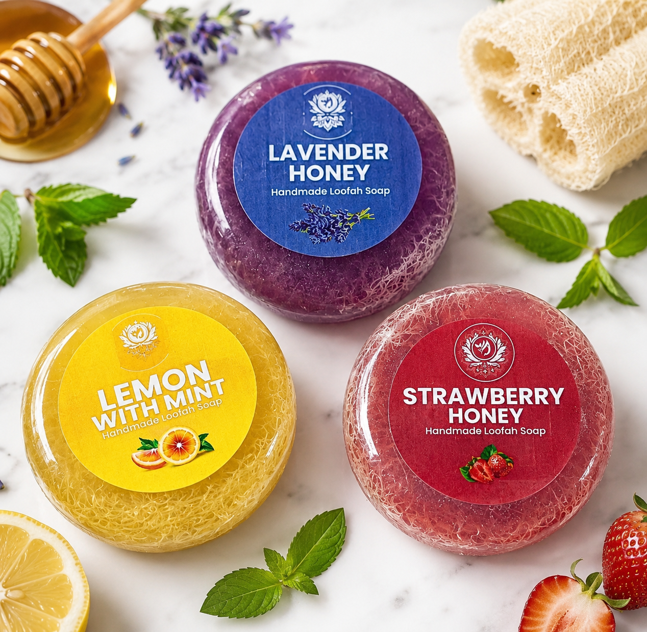 Handmade Natural Loofah Soap – Assorted Fragrance (Pack of 1)